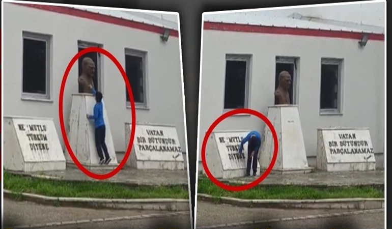 8 yaşındaki çocuk Atatürk büstünü ıslak mendille sildi