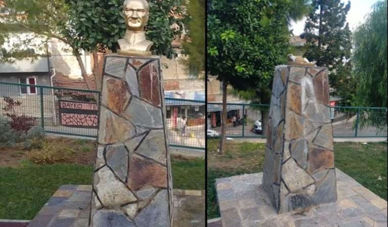 Atatürk büstüne alçak saldırı