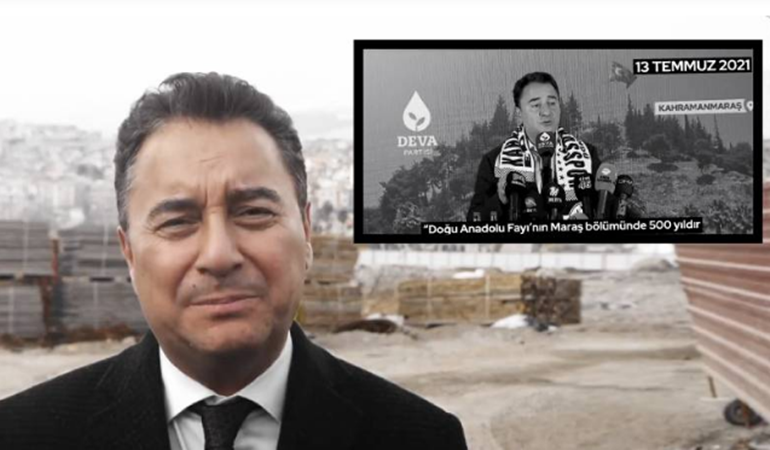 Babacan, depremde tıkılan otelin enkazı önünden seslendi