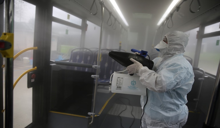 Belediye otobüsleri nano gümüşle dezenfekte ediliyor