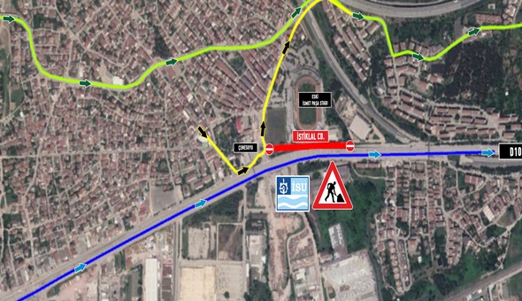 Derince’de geçici güzergah uygulaması