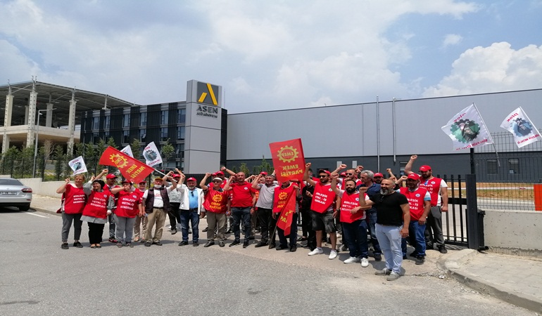 Direnişlerini sürdüren Asen Alüminyum işçilerine EMEP'ten ziyaret