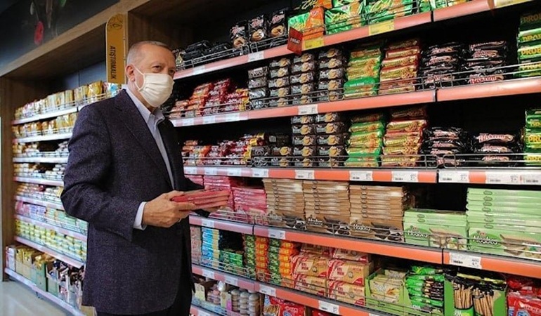 Erdoğan'ın gittiği markette fiyatlar cep yakıyor