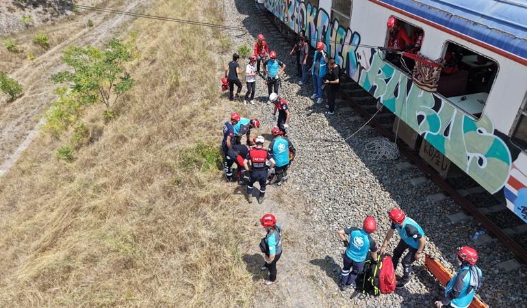 Gebze’de tren kazası tatbikatı
