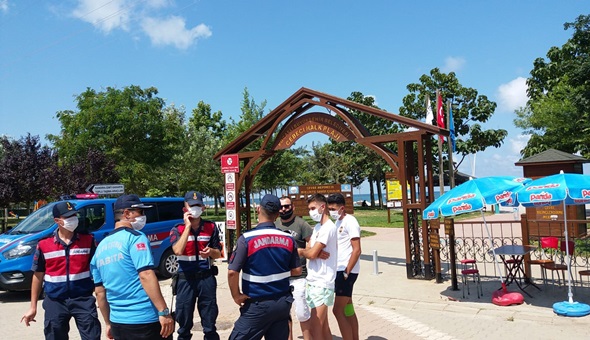 Kandıra sahillerinde maske denetimi