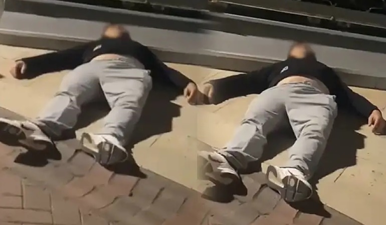 Karamürsel’de bir garip olay kaldırımda yattı