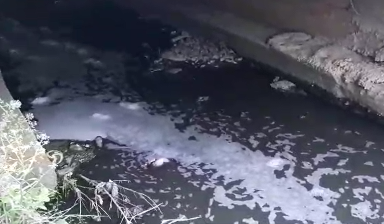 Kartepe’de kirli değil denilen dere köpürdü