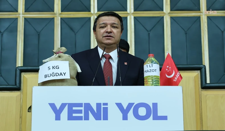 Mahmut Arkan kürsüye mazot ve buğdayla çıktı