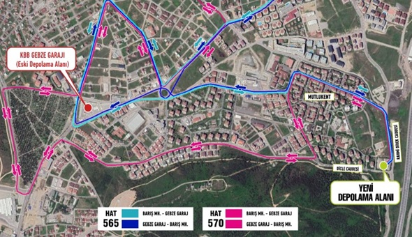 O ilçede iki otobüs hattının güzergahı değişti