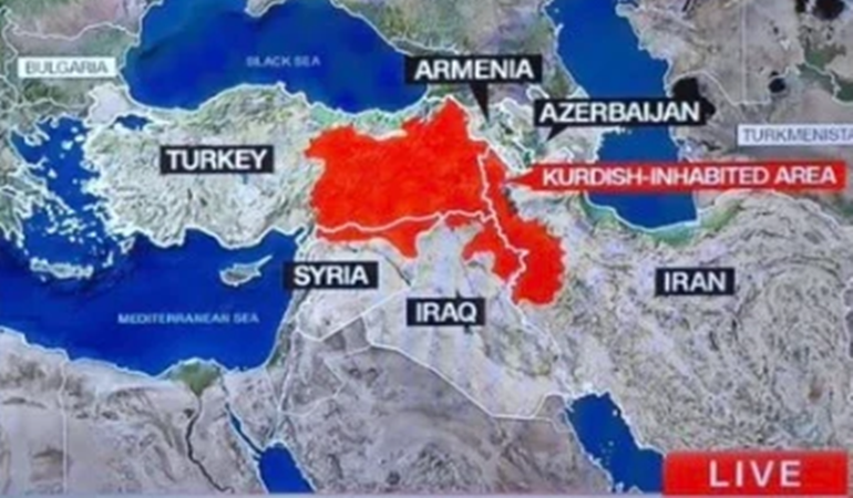 Türk toprakları Kürdistan olarak gösterildi