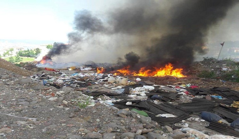 Yangın çıkan eski enkaz döküm sahası yeşil alana dönüştü