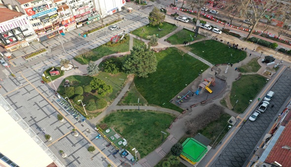 Yıkılan Tekel duvarının olduğu parkın son hali bu